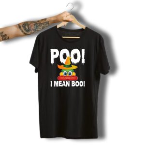 Poo I Mean Boo Halloween Emoji With Witch Hat T-Shirt