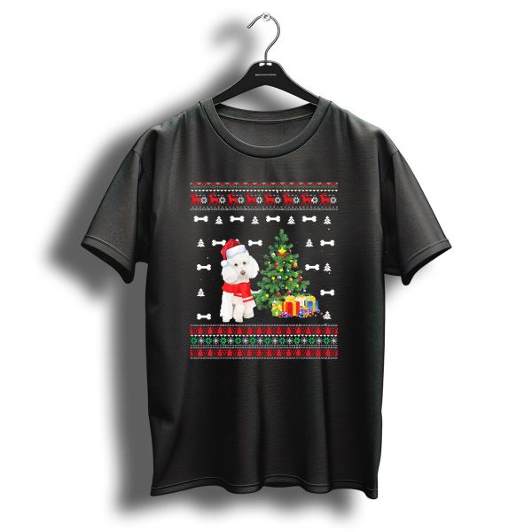 Poodle Christmas Xmas Dog Light Ugly Sweater With Tree Santa Hat Reindeer Snowflakes Bones And Presents T Shirt 1 t shirt 1