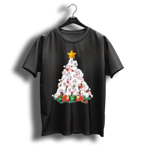 Poodle Dog Christmas Tree With Star And Light Decorations T-Shirt