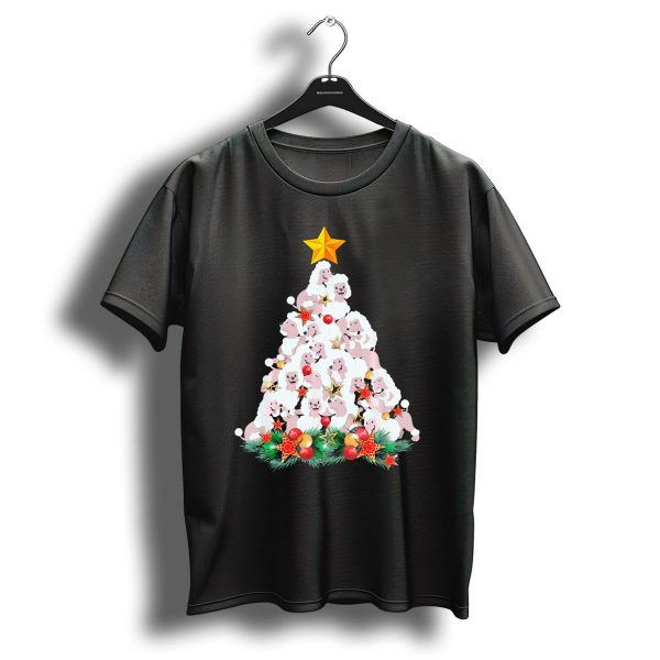 Poodle Dog Christmas Tree With Star And Light Decorations T Shirt 1 t shirt 1