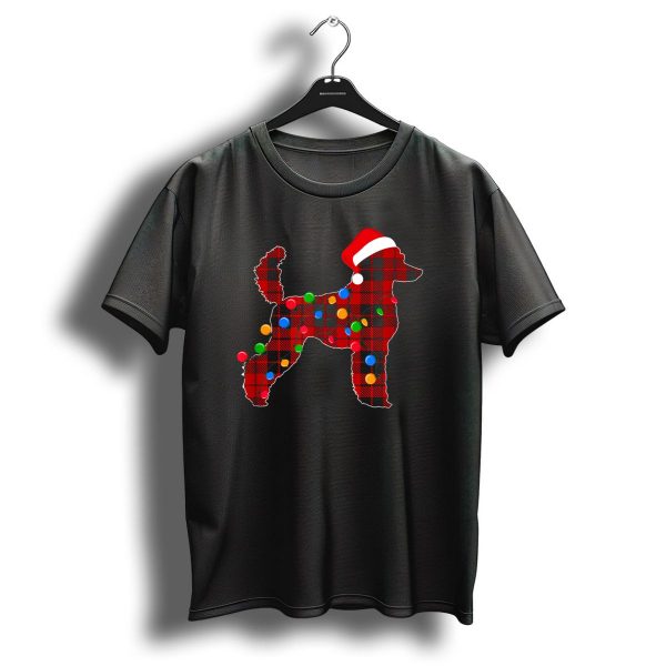 Poodle Red Plaid Christmas Lights Santa Hat T Shirt 1 t shirt 1