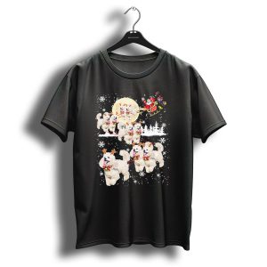 Poodle Reindeer Christmas Santa Sleigh Snowflakes Holiday Magic T Shirt