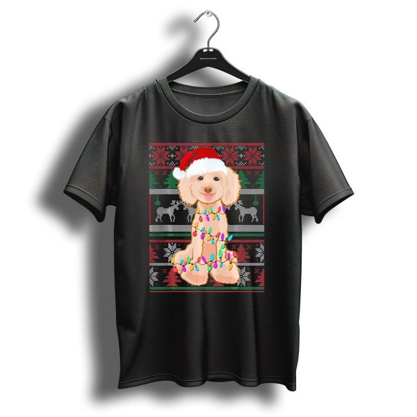 Poodle Santa Christmas Lights Reindeer Ugly T Shirt 1 t shirt 1