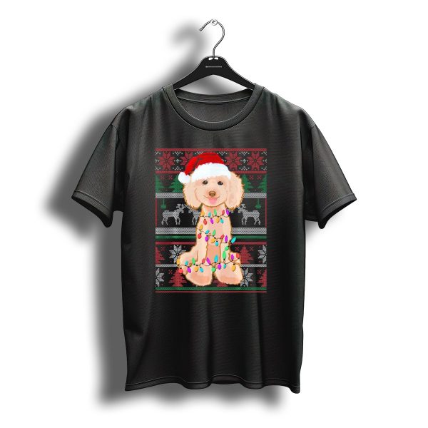 Poodle Santa Christmas Lights Reindeer Ugly T Shirt t shirt 1