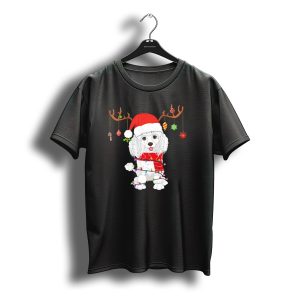 Poodle Santa Reindeer Antlers Christmas Lights And T-Shirt