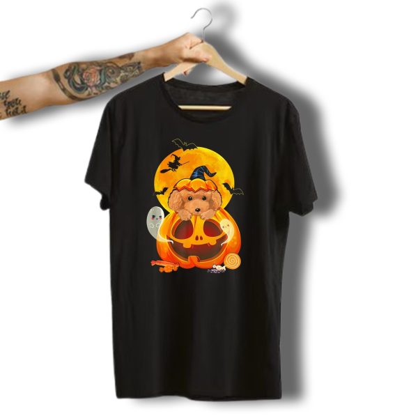 Poodle Witch Pumpkin Ghosts Halloween Candy Moon Bats T Shirt t shirt 1