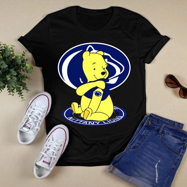 Pooh Bear Penn State Nittany Lions Fan Emblem T Shirt Black 1