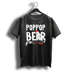 Poppop Bear Christmas With Santa Hat And Holiday Decorations T Shirt
