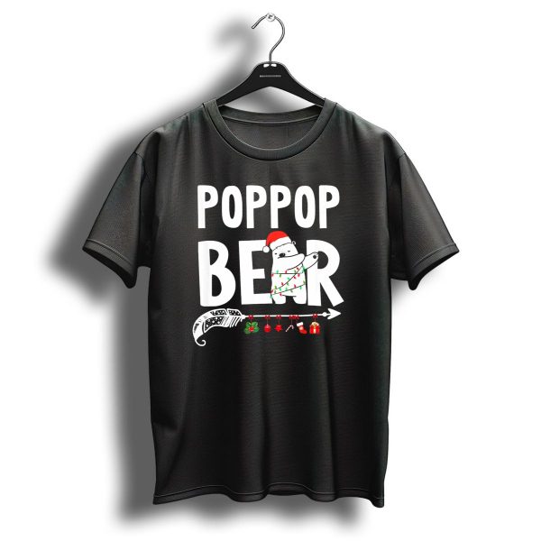 Poppop Bear Christmas With Santa Hat And Holiday Decorations T Shirt 1 t shirt 1