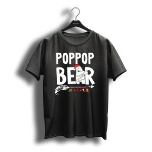 Poppop Bear Christmas With Santa Hat And Holiday Decorations T-Shirt