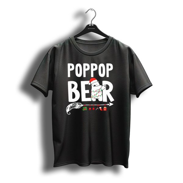 Poppop Bear Christmas With Santa Hat And Holiday Decorations T Shirt t shirt 1