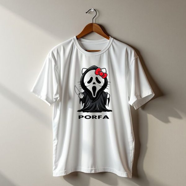 Porfa Hello Kitty Ghost Halloween Scream Crossover T Shirt t shirt 1