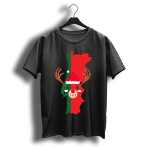 Portugal Map Christmas Reindeer Hat Antler Red Nose T Shirt