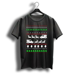 Postal Worker Ugly Christmas Sweater Reindeer And Delivery Trucks T Shirt