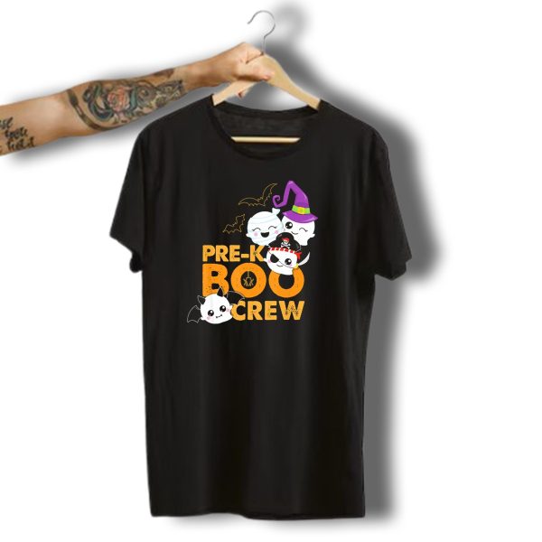Pre K Boo Crew Fun Halloween Teach Ghosts And Bats T Shirt t shirt 1
