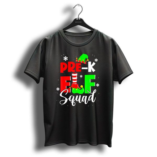 Pre K Elf Squad Funny Preschool Teacher Christmas Holiday Snowflakes T Shirt 1 t shirt 1