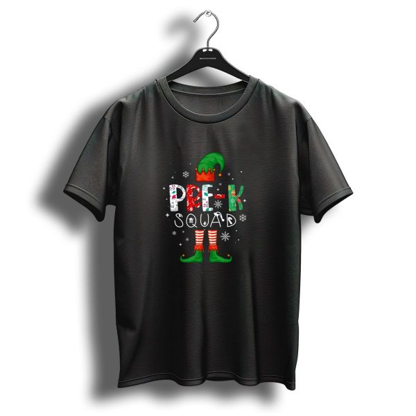 Pre K Squad Teacher Elf Christmas Youth Snowflakes And Striped Elf Boots T Shirt 1 t shirt 1