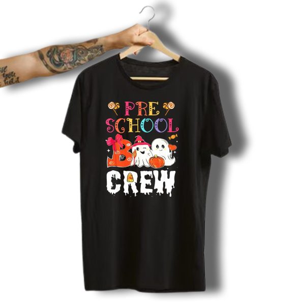 Preschool Boo Crew Halloween Ghosts With Candy Pumpkins T Shirt t shirt 1