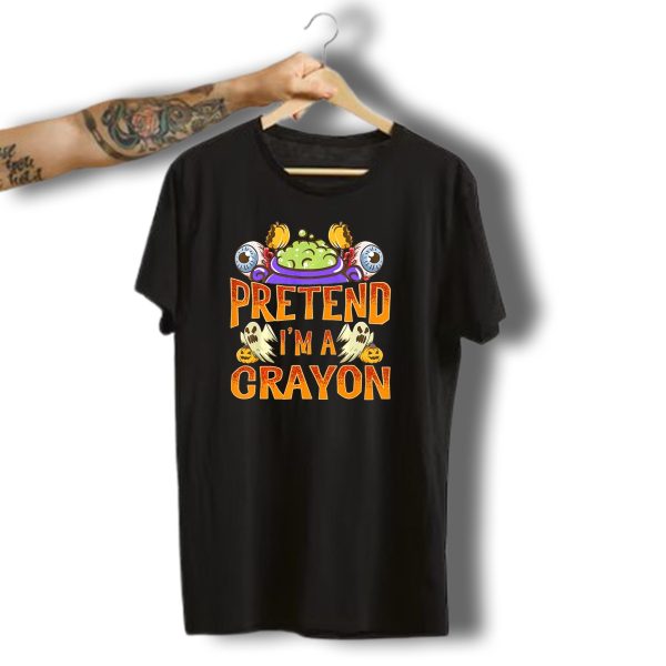 Pretend IM A Crayon Halloween Ghost Eyeball Pumpkin Cauldron T Shirt t shirt 1