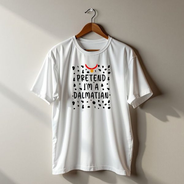 Pretend IM A Dalmatian Funny Lazy Halloween Costume Dog Spots Red Collar T Shirt t shirt 1