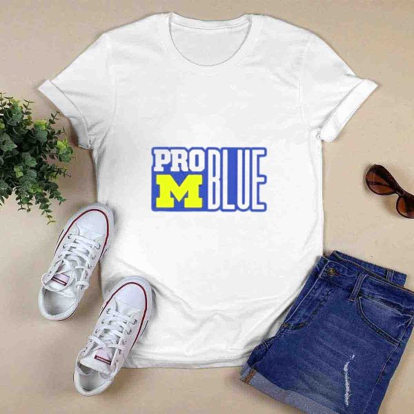 Pro Blue Michigan Wolverines Coach Jim Harbaugh T Shirt 0