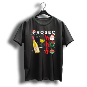 Prosec Ho Ho Christmas Wine Santa Wreath Ornaments T Shirt