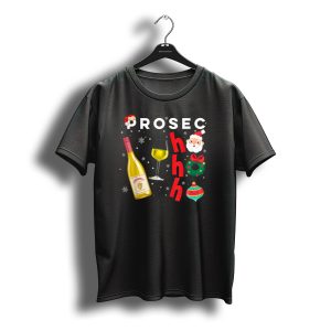 Prosec Ho Ho Christmas Wine Santa Wreath T-Shirt