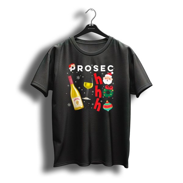 Prosec Ho Ho Christmas Wine Santa Wreath T Shirt t shirt 1