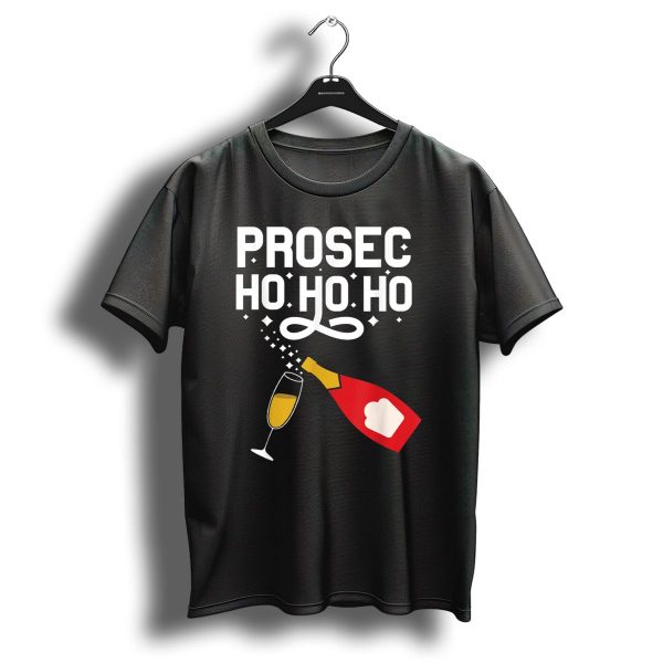 Prosecco Ho Ho Ho Funny Christmas Wine Bottle And Glass T Shirt 1 t shirt 1