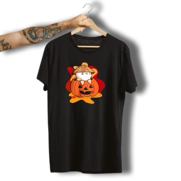Pudgy Pumpkin Halloween 2024 Whimsical Mushroom Penguin Inside Jack O Lantern T Shirt t shirt 1