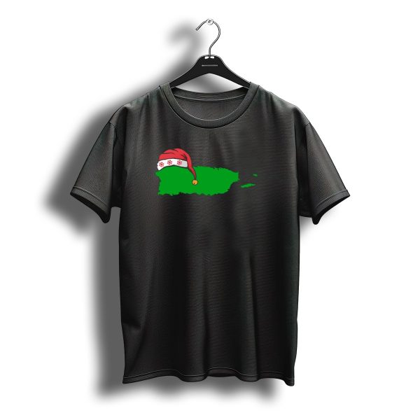 Puerto Rico Christmas Santa Hat Map T Shirt t shirt 1