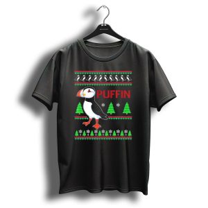 Puffin Xmas Uglypuffins Lover Christmas Trees Snowflakes T-Shirt