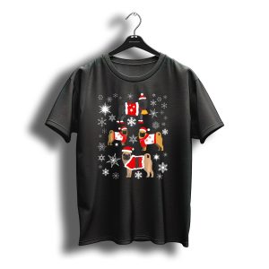 Pug Christmas Snowflakes Sweaters Santa Hats Holiday T-Shirt