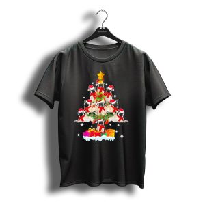 Pug Christmas Tree With Santa Hats And Gifts T-Shirt