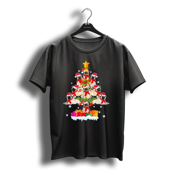 Pug Christmas Tree With Santa Hats And Gifts T Shirt t shirt 1