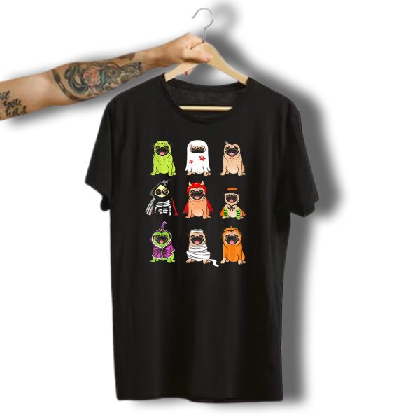 Pug Costume Halloween Funny Pugs Ghosts Skeleton Devil Witch Mummy Pumpkin Dogs T Shirt t shirt 1 1