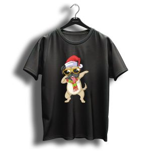 Pug Dabbing Santa Hat Christmas Scarf Sunglasses T Shirt