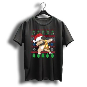 Pug Dabbing Santa Hat Christmas Snowman Tree Pattern Uglystyle T Shirt