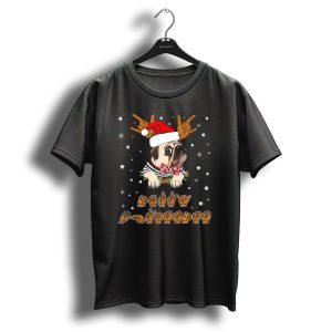 Pug Dog Christmas Asl Sign Language Deaf Snowflakes T-Shirt