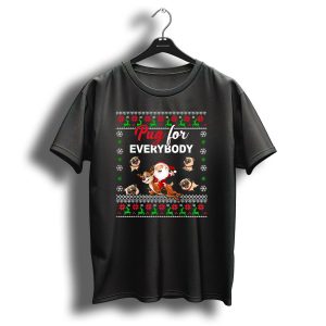Pug For Everybody Christmas Santa With Reindeer And Pugs T Shirt