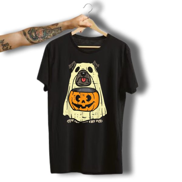 Pug Ghost Pumpkin Funny Halloween Costume Dog Owner Lover Ghostly Pug Jack O Lantern T Shirt t shirt 1 1