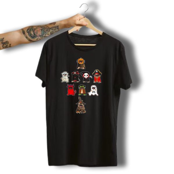 Pug Halloween Costume Lion Mummy Ninja Grim Reaper Pirate Devil Frankenstein Ghost Witch T Shirt t shirt 1