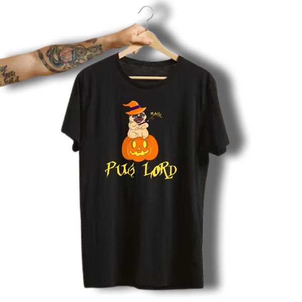Pug Lord Magic Halloween Pug Puppy On Pumpkin T Shirt t shirt 1