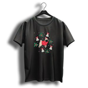 Pug Merry Christmas Bells And Holly Festive T Shirt