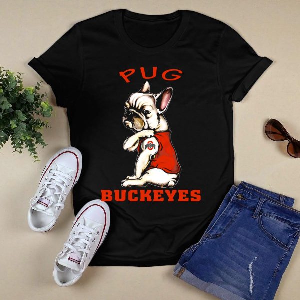 Pug Ohio State Buckeyes T Shirt Black 1