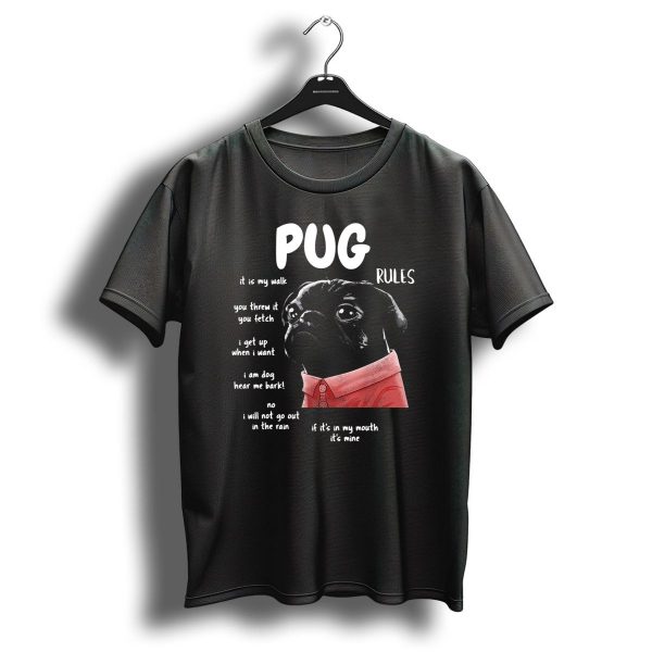 Pug Rules Funny Black Pug Christmas Shirt Phrases T Shirt 1 t shirt 1