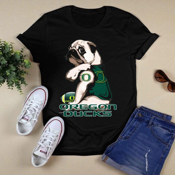 Pug Wearing Oregon Ducks Football Jersey T Shirt 1
