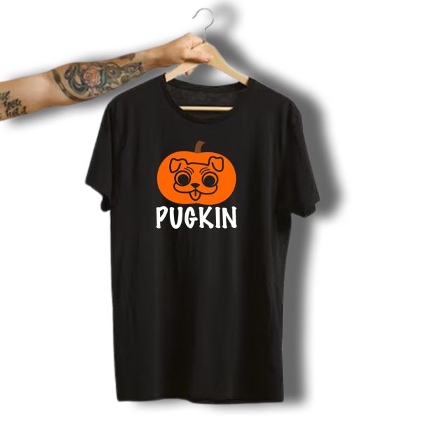 Pugkin Halloween Pumpkin Face With Pug Features T Shirt t shirt 1