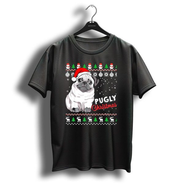 Pugly Christmas Santa Hat Snowflakes Ugly T Shirt 1 t shirt 1