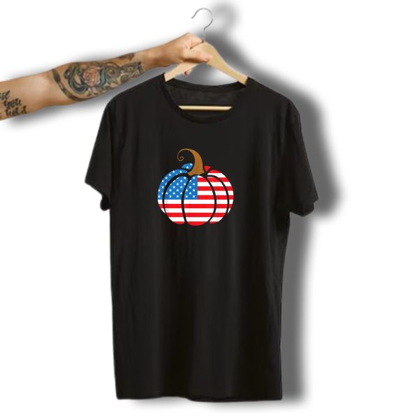 Pumpkin American Flag Patriot Fall Autumn Halloween Day T Shirt t shirt 1